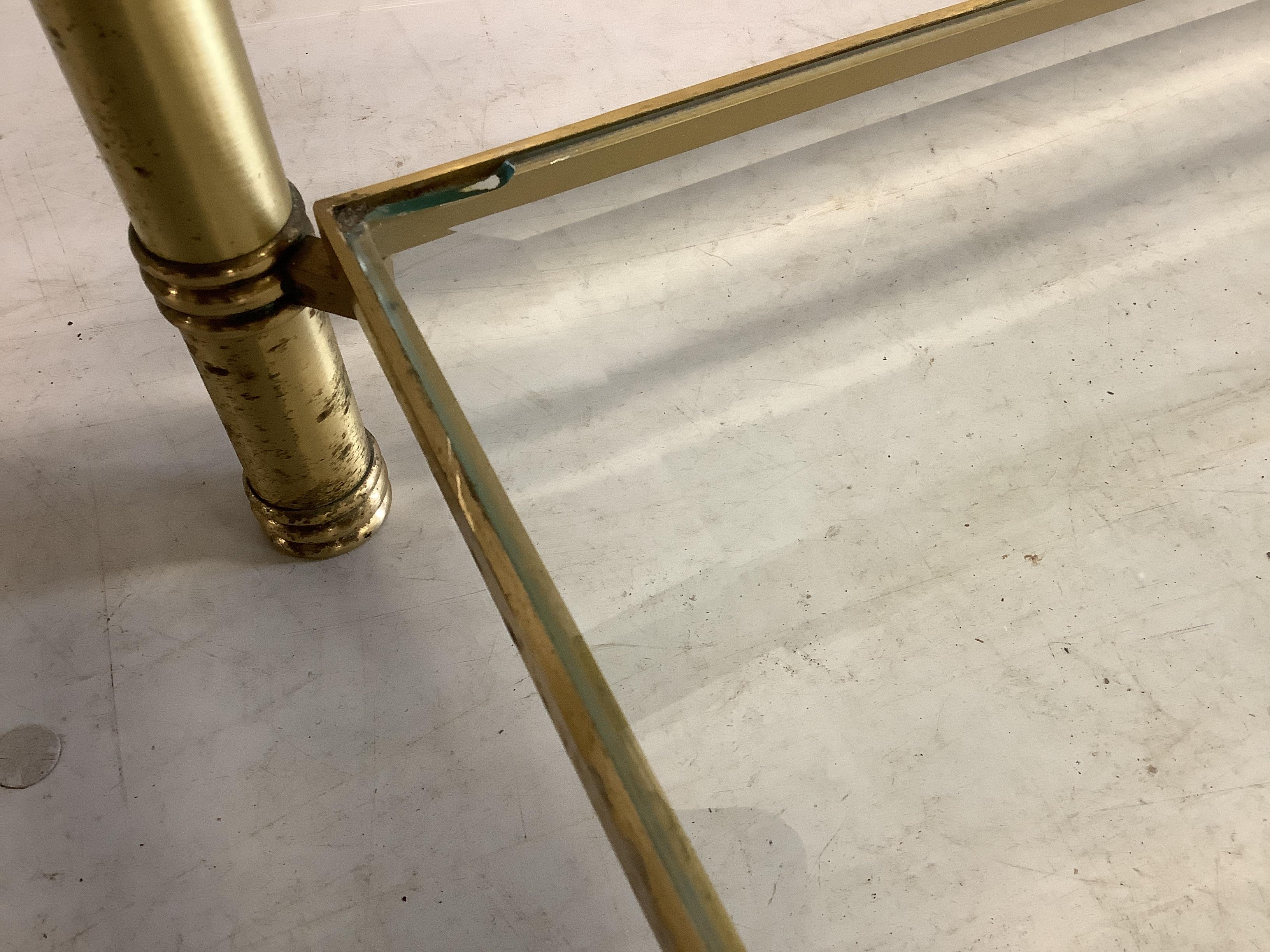 A Maison Jensen style rectangular brass coffee table, width 117cm, depth 57cm, height 37cm